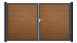 planeo Gardence PVC-Tor - DIN Rechts 2-flügelig Golden Oak mit Anthrazit-Alurahmen 