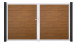 planeo Gardence PVC-Tor - DIN Links 2-flügelig Golden Oak mit Silber-Alurahmen 