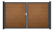 planeo Gardence PVC-Tor - DIN Links 2-flügelig Golden Oak mit Anthrazit-Alurahmen 