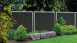 planeo Viento - Gartenzaun Quadratisch Anthrazitgrau mit Alu-Rahmen in Silber