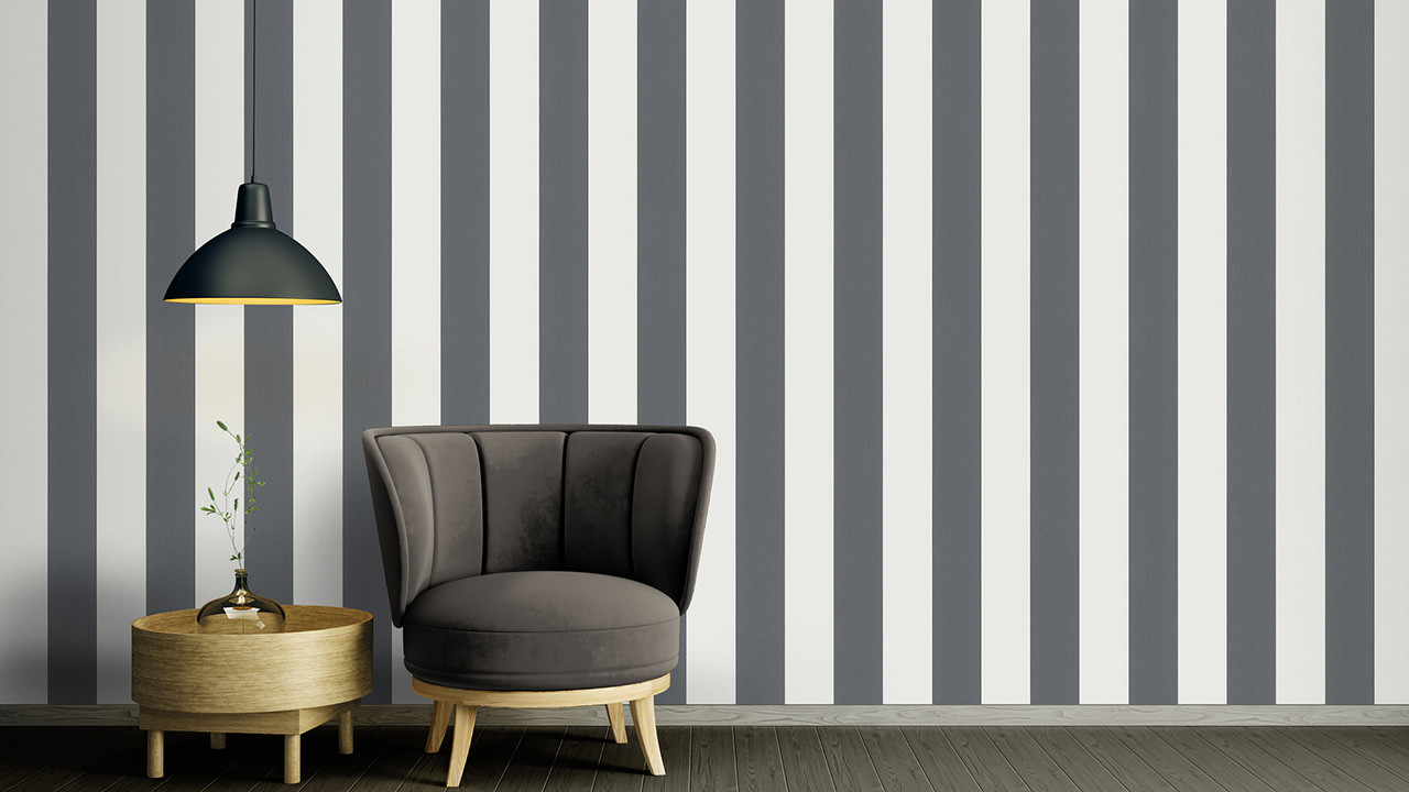 Papier Peint En Vinyle Gris Raye Vintage Noir Et Blanc 050 Papiers Peints