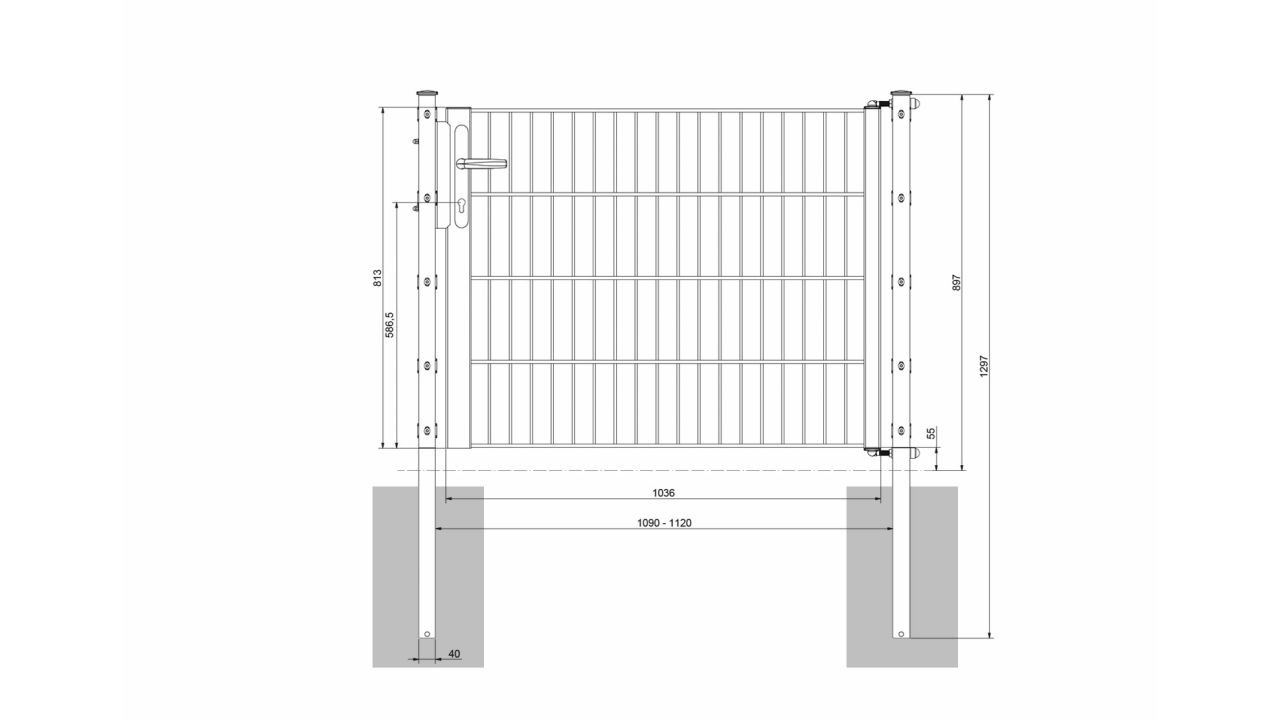 Porte universelle léger 1 vantail anthracite - L 1090 mm - Clotures jardin