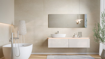 planeo Revêtement mural SPC - CeraRock Tile Stripes Concrete Tan 120 x 60 cm