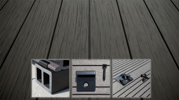 planeo AntikWood Kit complet terrasse WPC lame massive - gris anthracite vieilli