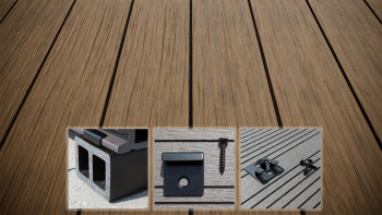 planeo AntikWood Kit complet de terrasse en WPC planches massives - brun clair vieilli