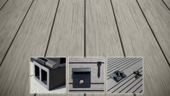 planeo AntikWood Kit complet de terrasse en WPC planches massives - gris pierre vieilli