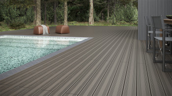 planeo SolidWood Kit complet de terrasse en WPC Planche massive - gris clair français/structuré