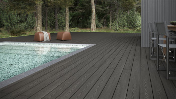 planeo SolidWood Kit complet de terrasse en WPC Planche massive - gris foncé français/structuré