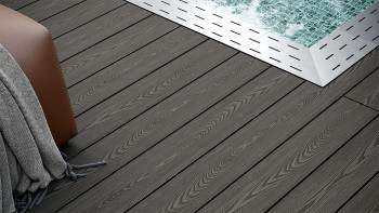 planeo SolidWood Kit complet de terrasse en WPC Planche massive - gris foncé français/structuré