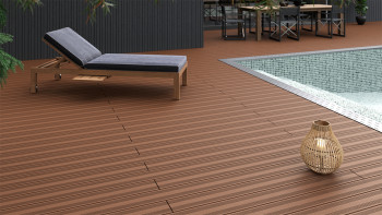 planeo SolidWood Kit complet de terrasse WPC Planche massive - brun clair français/structuré