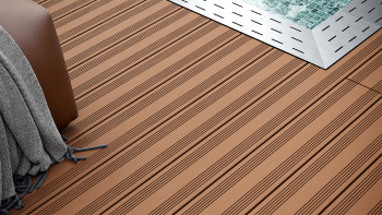 planeo SolidWood Kit complet de terrasse WPC Planche massive - brun clair français/structuré