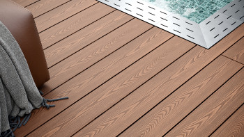 planeo SolidWood Kit complet de terrasse WPC Planche massive - brun clair français/structuré