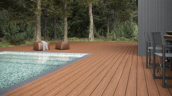 planeo SolidWood Kit complet de terrasse WPC Planche massive - brun clair français/structuré