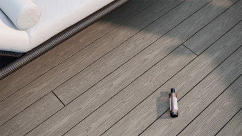 planeo CoEXWood Kit complet de terrasse en WPC Plancher massif - gris anthracite/gris brun structuré