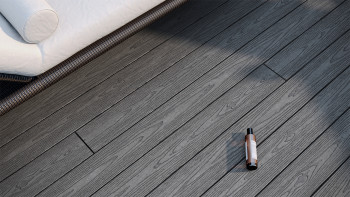 planeo CoEXWood Kit complet de terrasse en WPC Plancher massif - gris/ciment structuré
