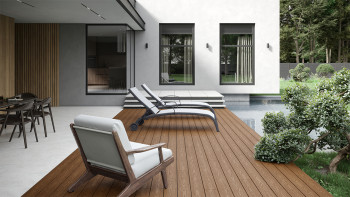 planeo CoEXWood Kit complet de terrasse en WPC Plancher massif - Sable/Caramel structuré