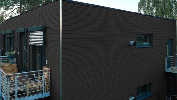 planeo Fassado - Latte WPC en losange revêtement de façade anthracite