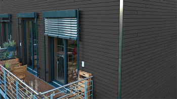 planeo Fassado - Latte WPC en losange revêtement de façade anthracite