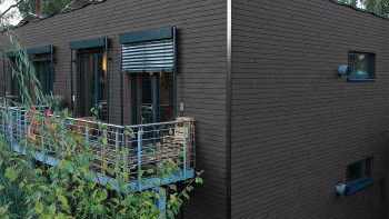 planeo Fassado - Latte WPC en losange revêtement de façade anthracite