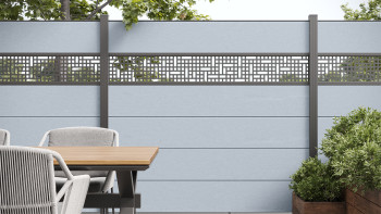 planeo Gardence Simply - Clôture PVC à emboîter Carré gris argenté 180 x 180 cm