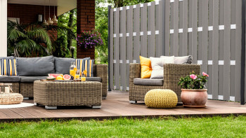 planeo Gardence Premade - Clôture composite Carré gris clair 180 x 180cm