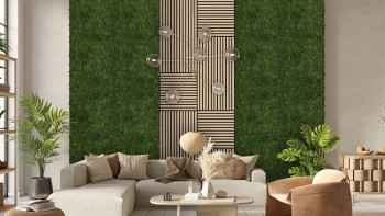 planeo Panneau acoustique - MixWall Living Moss Dark Green 52 x 52 cm | Mousse naturelle (PLMW-30111)