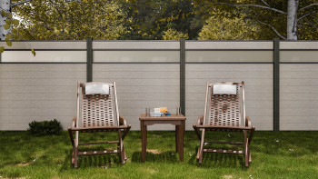 planeo Gardence Strong - Clôture à emboîter BPC verre satiné bi-colore sable 180 x 180 cm