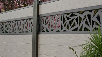 planeo Gardence Strong - Clôture à emboîter BPC Triangle Bi-Color Sand 180 x 180 cm