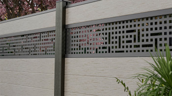 planeo Gardence Strong - Clôture à emboîter BPC Mesh Bi-Color Sand 180 x 180 cm