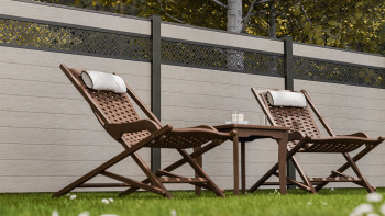 planeo Gardence Strong - Clôture à emboîter BPC Abstract Bi-Color Sand 180 x 180 cm