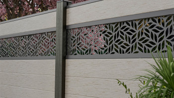 planeo Gardence Strong - Clôture à emboîter BPC Leafs Bi-Color Sand 180 x 180 cm