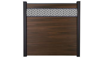 planeo Gardence Strong - Clôture à emboîter BPC Leafs noix co-ex 180 x 180 cm