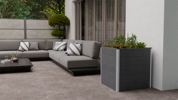 planeo Bac à plantes surélevé BPC Cube - Anthracite | DB703 70 x 70 x 75 cm