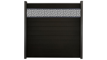 planeo Gardence Strong - Clôture à emboîter BPC Leafs noir co-ex 180 x 180 cm