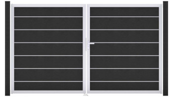 planeo Gardence Deluxe - Porte composite DIN droite 2 vantaux gris Anthracite avec cadre aluminium argenté