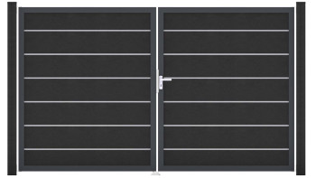 planeo Gardence Deluxe - Porte composite DIN droite 2 vantaux gris Anthracite avec cadre aluminium Anthracite
