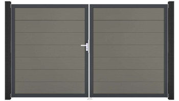 planeo Gardence Strong XL - Porte composite DIN gauche 2 vantaux gris avec cadre alu Anthracite