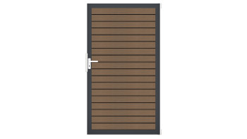 planeo Gardence Trendy - Porte universelle en BPC rhombique - teck co-extrudé avec cadre en aluminium anthracite | DB703