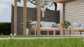 planeo Gardence Resistant - Clôture à emboîter HPL gris anthracite 180 x 183 cm