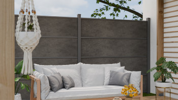 planeo Gardence Resistant - Clôture à emboîter HPL gris anthracite 180 x 183 cm