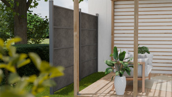 planeo Gardence Resistant - Clôture à emboîter HPL gris anthracite 180 x 183 cm