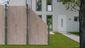 planeo Gardence Resistant - Clôture pare-vue HPL sur chant - aspect bois 90 x 180cm