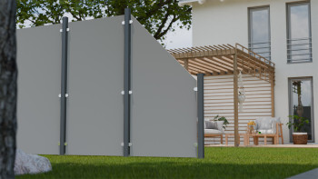 planeo Gardence Resistant - Clôture pare-vue HPL sur chant gris uni 90 x 180cm