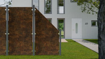 planeo Gardence Resistant - Clôture pare-vue HPL sur chant aspect rouille 90 x 180cm
