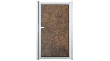 planeo Gardence Resistant - Pare-vue HPL Porte aspect rouille | avec cadre en aluminium EV1 argenté