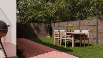 planeo Gardence Resistant - Clôture à emboîter HPL aspect rouille 180 x 183 cm