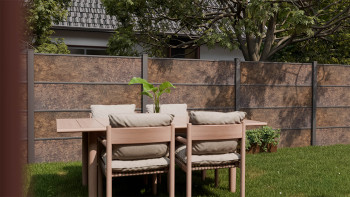 planeo Gardence Resistant - Clôture à emboîter HPL aspect rouille 180 x 183 cm
