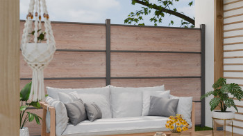 planeo Gardence Resistant - Clôture à emboîter HPL aspect bois 180 x 183 cm