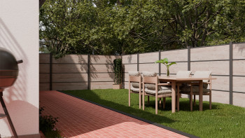 planeo Gardence Resistant - Clôture à emboîter HPL aspect bois 180 x 183 cm