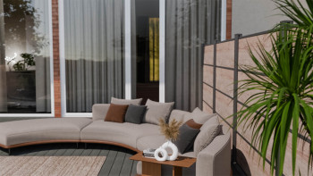 planeo Gardence Resistant - Clôture à emboîter HPL aspect bois 180 x 183 cm
